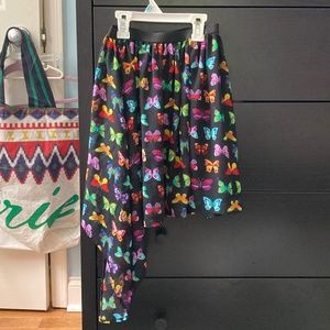 Disney blue purple butterfly flowey waistband mid cut skirt
